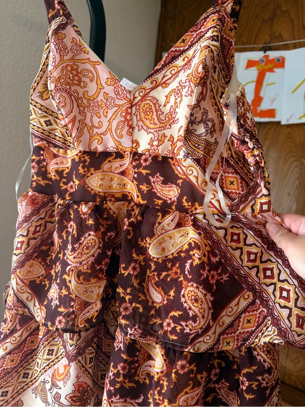 Boho Paisley Ruffle Maxi Dress
